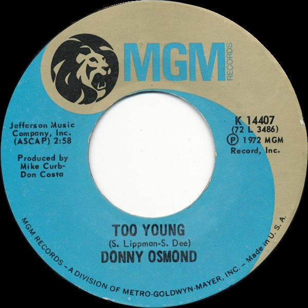 Donny Osmond - Too Young (7", Single)