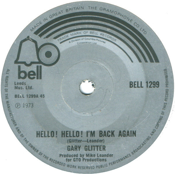 Gary Glitter - Hello! Hello! I'm Back Again (7", Single, Sol)