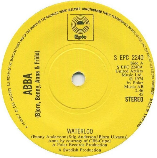 ABBA, Bjorn, Benny, Anna & Frida* - Waterloo (7", Single, Sol)