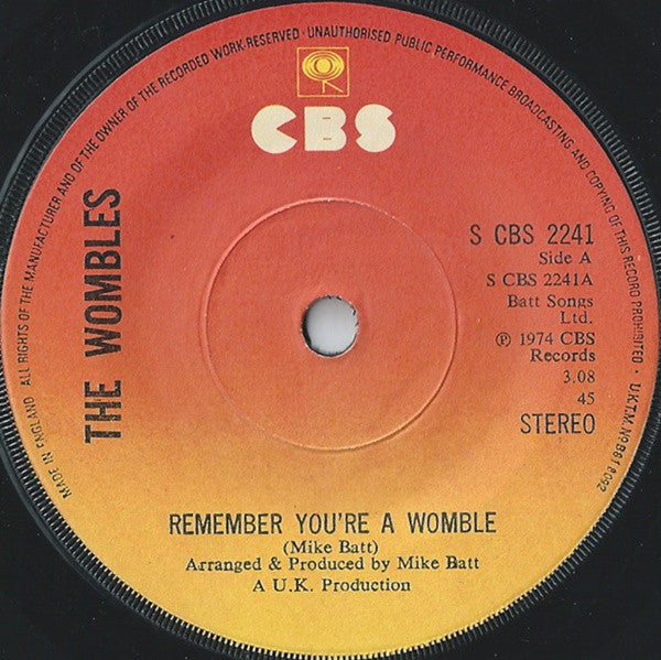 The Wombles - Remember You're A Womble (7", Single, Sol)