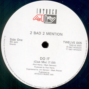 2 Bad 2 Mention - Do It (12")