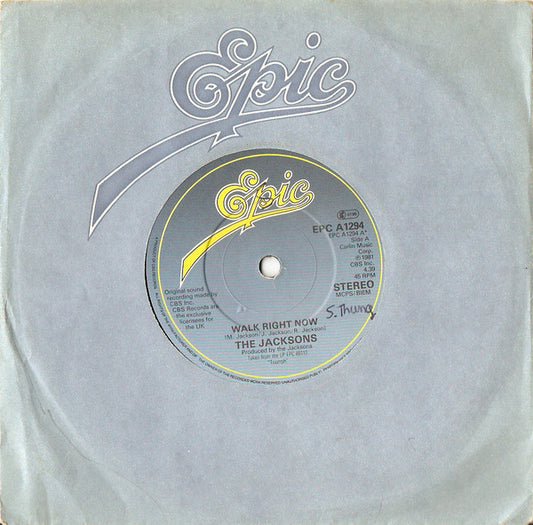 The Jacksons - Walk Right Now (7", Single, Com)