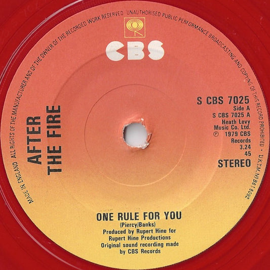 After The Fire - One Rule For You (7", Single, Red)