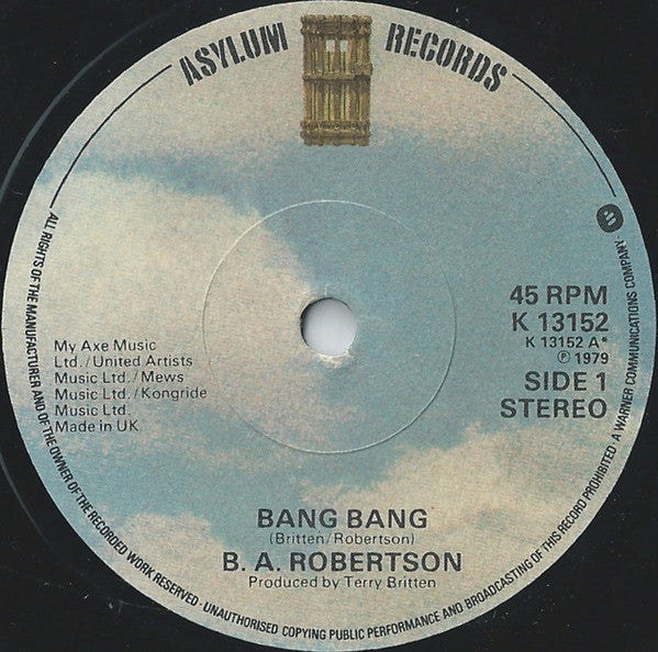 B. A. Robertson - Bang Bang (7", Single, Com)