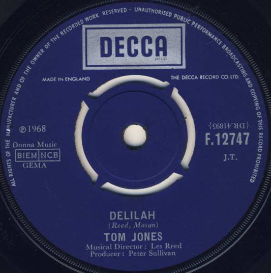 Tom Jones - Delilah (7", Single)