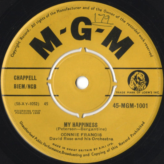 Connie Francis - My Happiness / Happy Days And Lonely Nights (7")