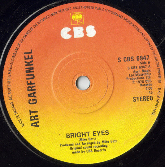 Art Garfunkel - Bright Eyes (7", Single, Sol)