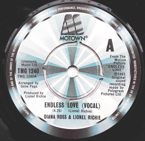 Diana Ross And Lionel Richie - Endless Love (7", Single, Pus)