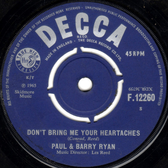 Paul & Barry Ryan - Don't Bring Me Your Heartaches (7