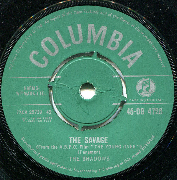 The Shadows - The Savage (7", Single)