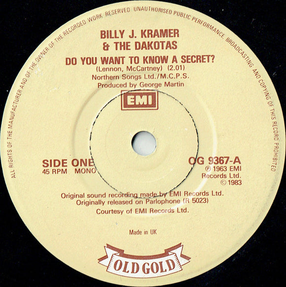 Billy J. Kramer & The Dakotas - Do You Want To Know A Secret? / Trains & Boats & Planes (7