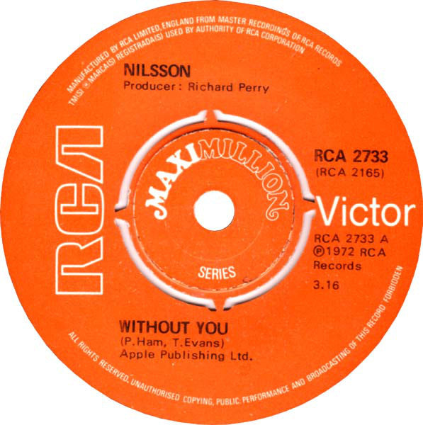 Nilsson* - Without You (7", Pus)