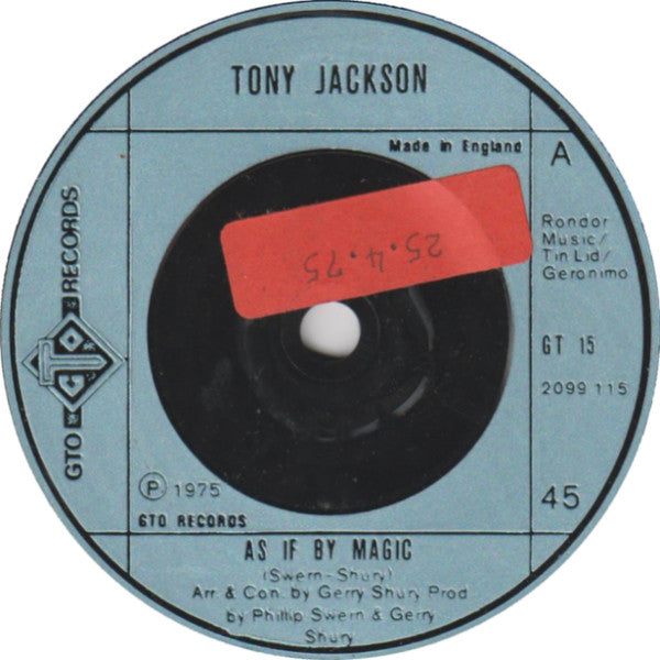 Tony Jackson - As If By Magic/Cross Line (7", Single)