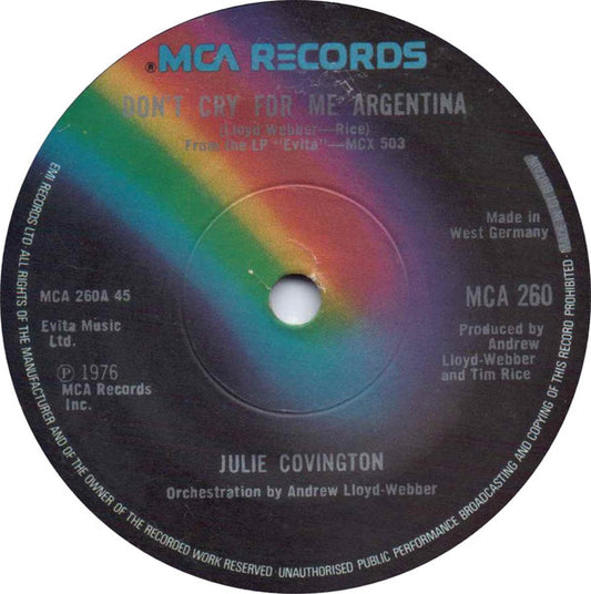 Julie Covington - Don't Cry For Me Argentina (7", Single, W. )