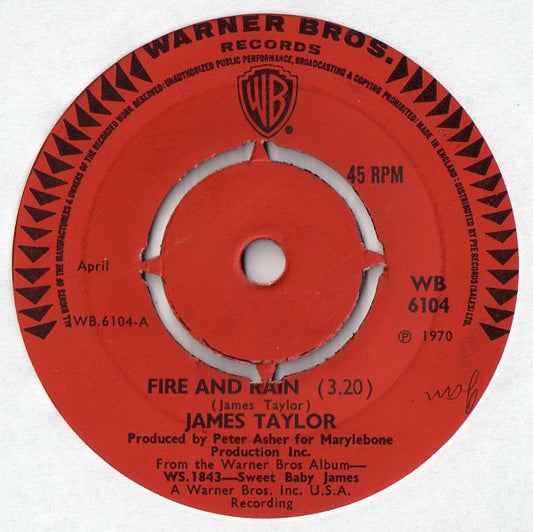 James Taylor (2) - Fire And Rain / Sunny Skies (7", Single)