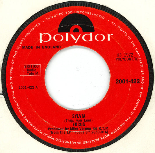 Focus (2) - Sylvia  (7", Single, Lar)